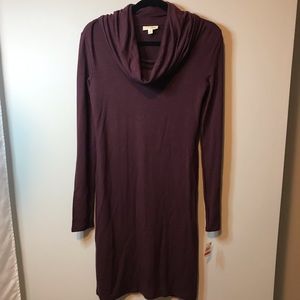 NWT Maison Jules burgundy bodycon cowlneck Dress